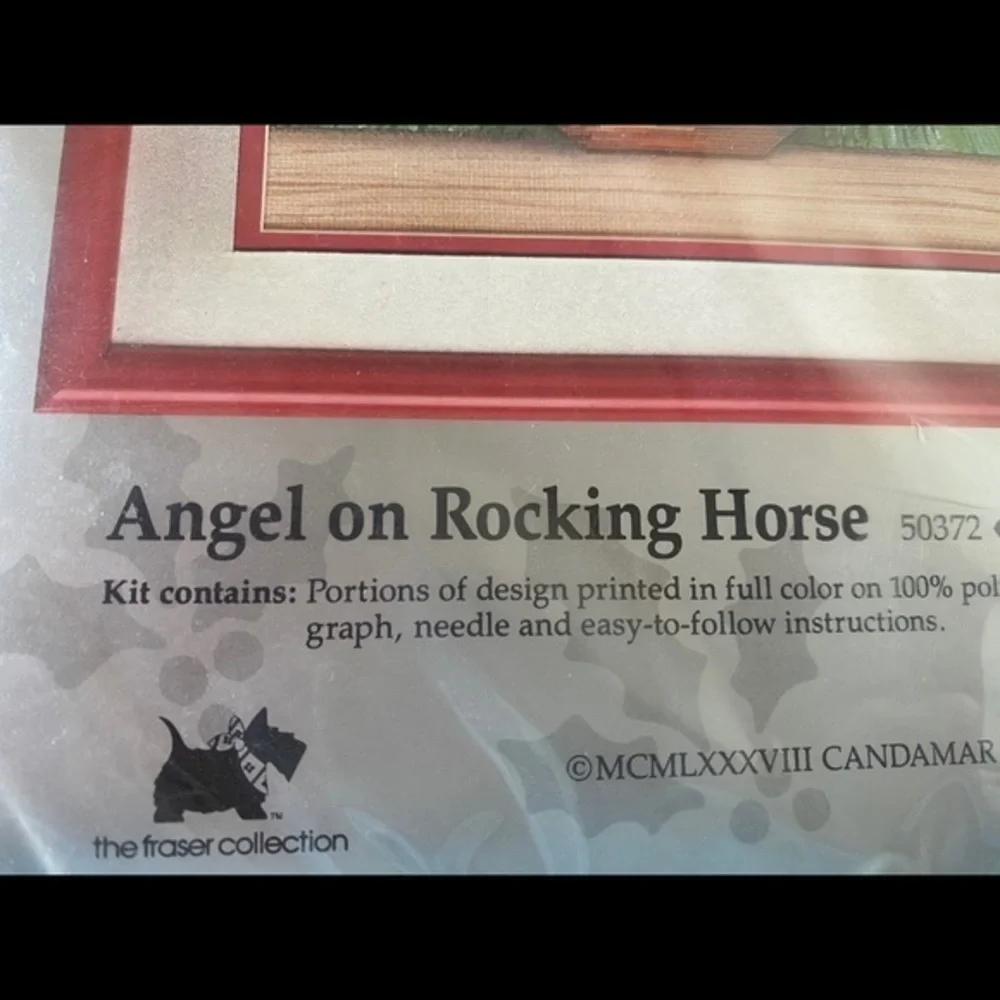 Vintage Victorian Christmas Counted Cross Stitch Kit Angel Rocking Horse